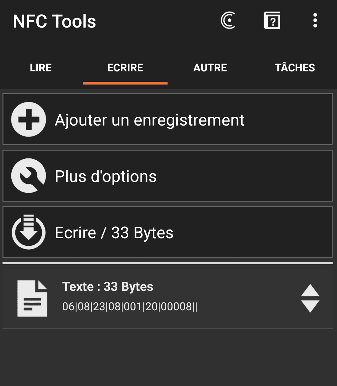 L’écriture des données